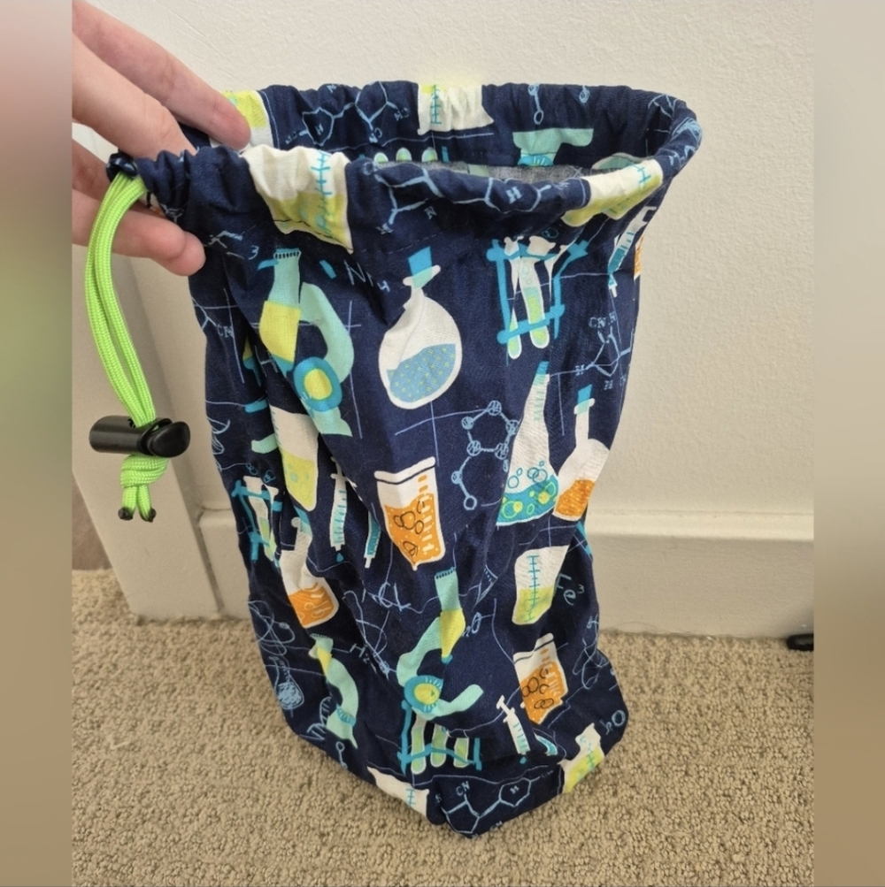 Handmade Drawstring Science Print Bag - Picture 2 of 8